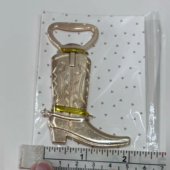 NWT Gold Colored Metal Western Country Cowboy Boot Cowgirl Boot Bottle Opener - Picture 3 of 3